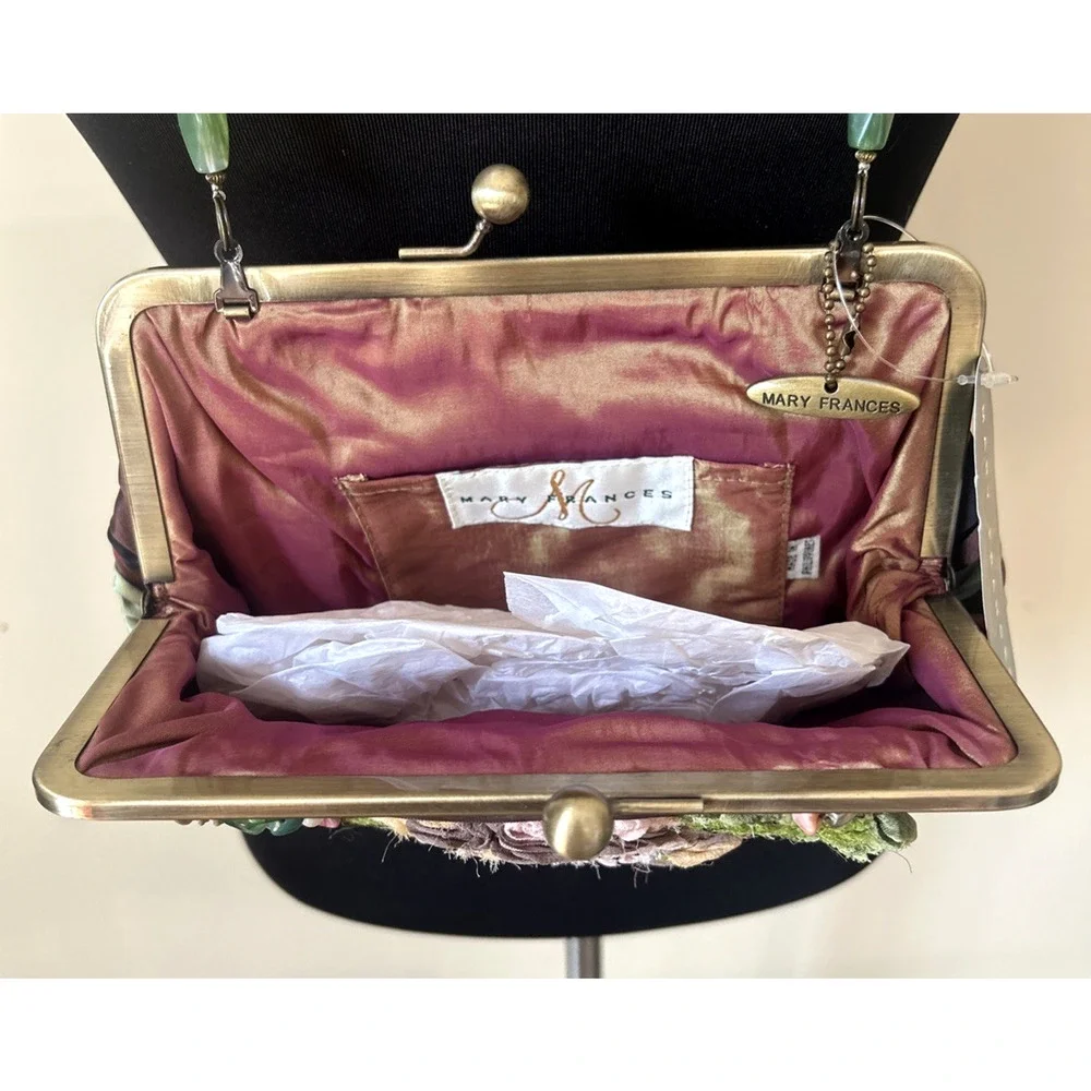 NWT Mary Frances Polka Dot Embellished Semi Precious Stone Purse Clutch Bag